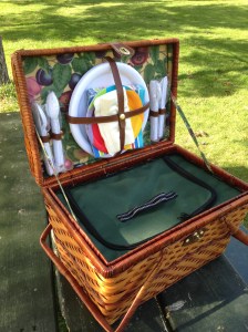 The picnic basket was a wedding gift about 10 years ago. It has held up really well and the bottom part is a cooler!